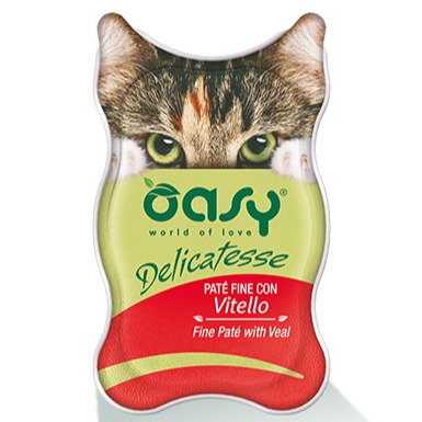 Oasy Wet Cat DELICATESSE   Pate con VITELLO Vaschetta 85 gr