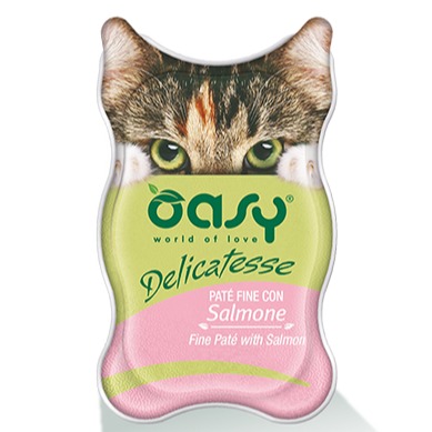 Oasy Wet Cat DELICATESSE   Pate con SALMONE Vaschetta 85 gr