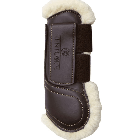 Sheepskin Leather Tendon Boots Hook & Loop marroni