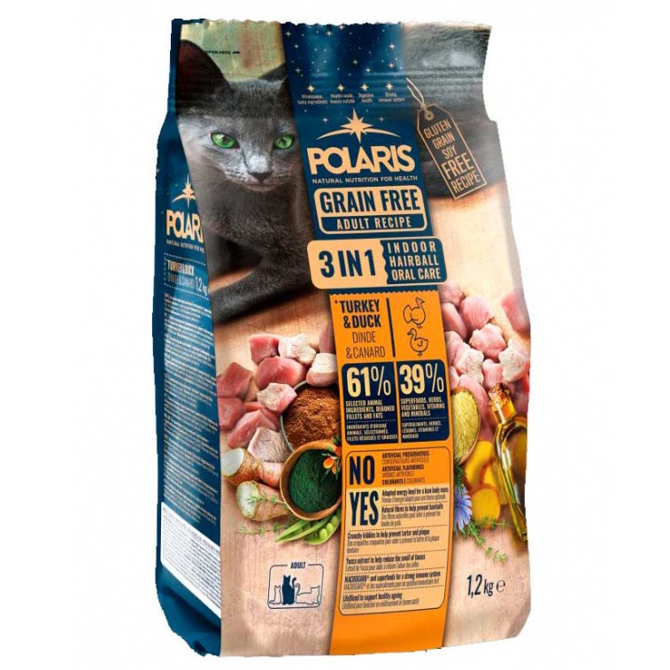 POLARIS Adult dry Cat - 3 in 1 Grain Free Turkey & Duck 1x1,2kg