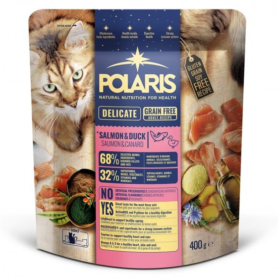 POLARIS Adult dry Cat - Delicate Grain Free Salmon & Duck 400g