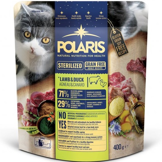 POLARIS Adult dry Cat - Sterilized Grain Free Lamb & Duck 400g