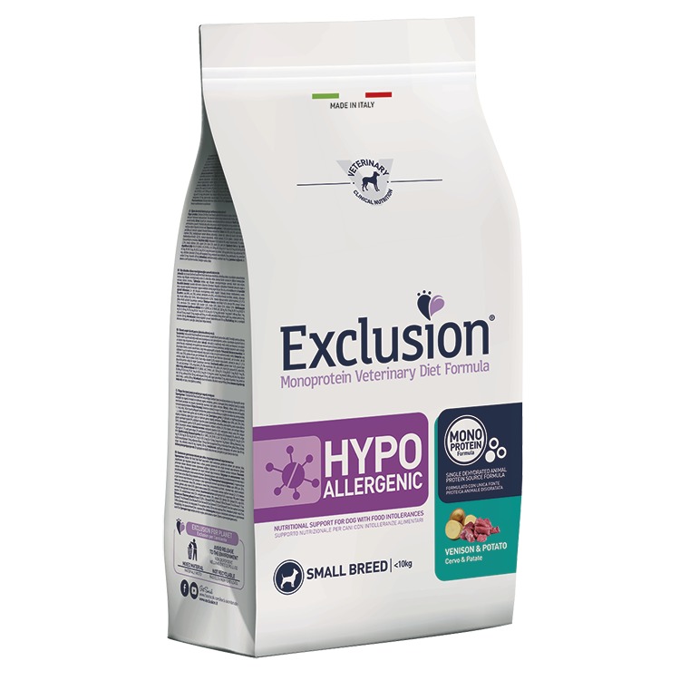 EXCLUSION HYPOALLERGENIC CERVO E PATATE SMALL BREED 2 KG