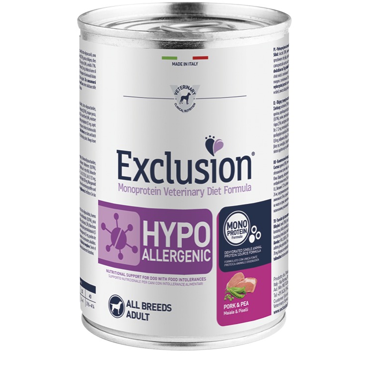 EXCLUSION HYPOALLERGENIC PORK AND PEA 400GR 