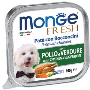 MONGE FRESH PATE E BOCCONCINI AL POLLO E VERDURE GR 100