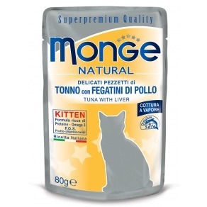 MONGE KITTEN TONNO FEGATINI DI POLLO 80GR