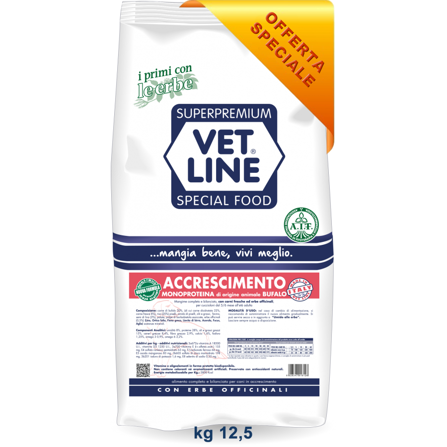 VET LINE CANE ACCRESCIMENTO BUFALO 12.5KG