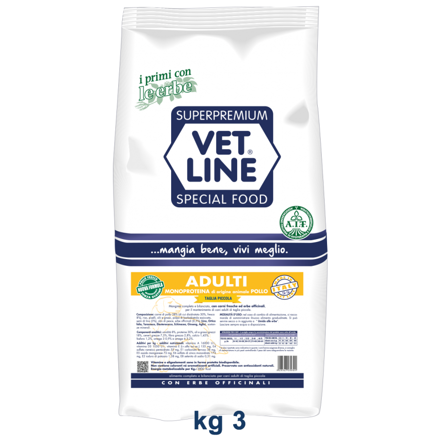 VET LINE CANE ADULTO TAGLIA PICCOLA POLLO 3KG