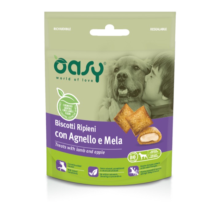 OASY BISCOTTI RIPIENI CON AGNELLO E MELA 80G