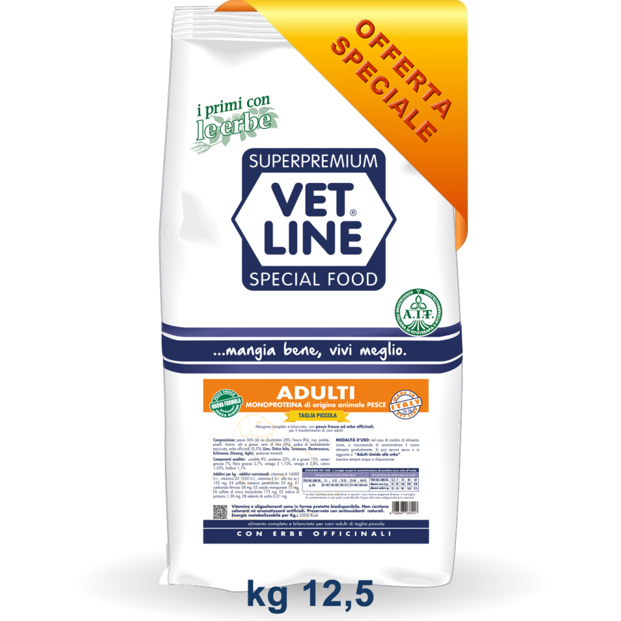 VET LINE CANE ADULTO PESCE 12.5KG