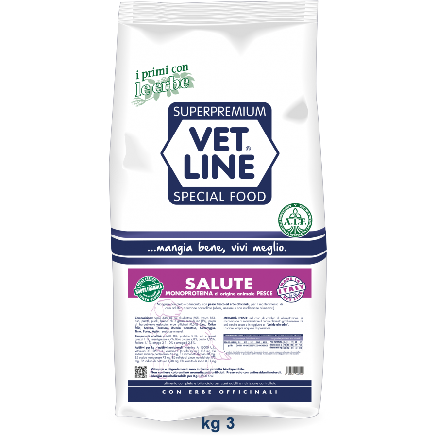 VET LINE CANE SALUTE PESCE 3 KG