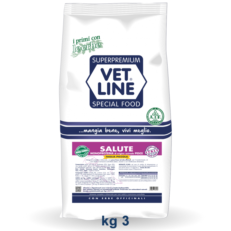 VET LINE CANE SALUTE PESCE TAGLIA PICCOLA 3KG