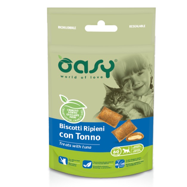 OASY SNACK CAT BISCOTTI RIPIENI CON TONNO 60G