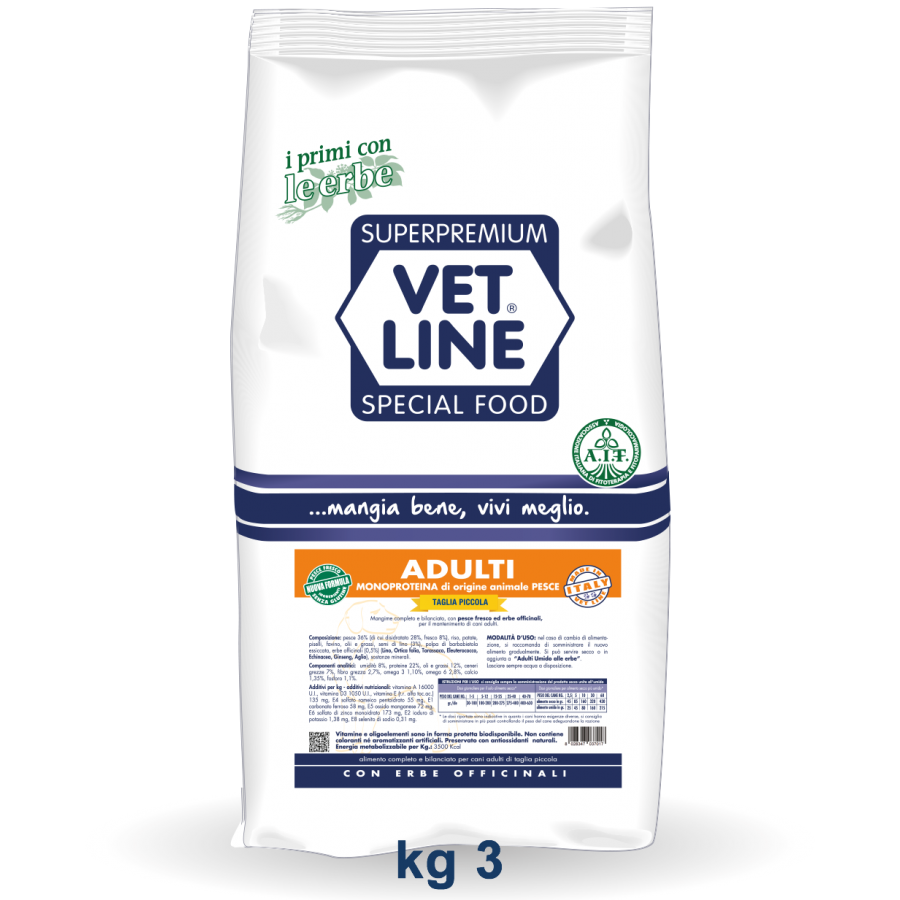 VET LINE CANE TAGLIA PICCOLA PESCE 3 KG