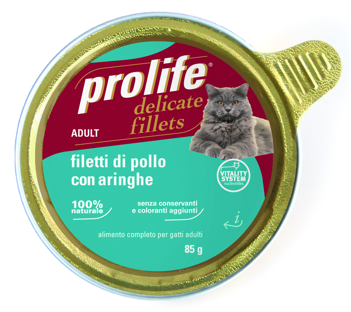 PROLIFE GATTO DELICATE FILLETS FILETTI DI POLLO CON ARINGHE 85G