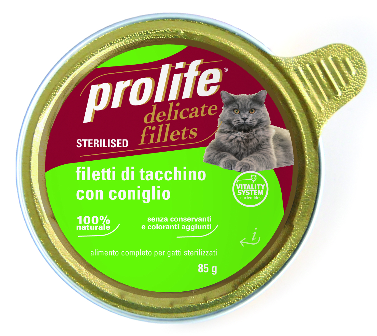 PROLIFE GATTO DELICATE FILLETS FILETTI TACCHINO CON CONIGLIO 85G