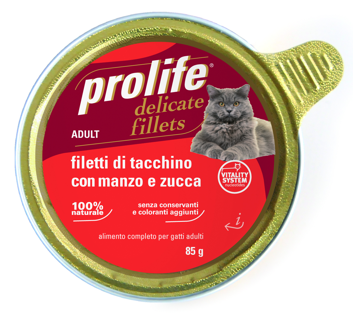 PROLIFE GATTO DELICATE FILLETS FILETTI DI TACCHINO CON MANZO E ZUCCA 85G