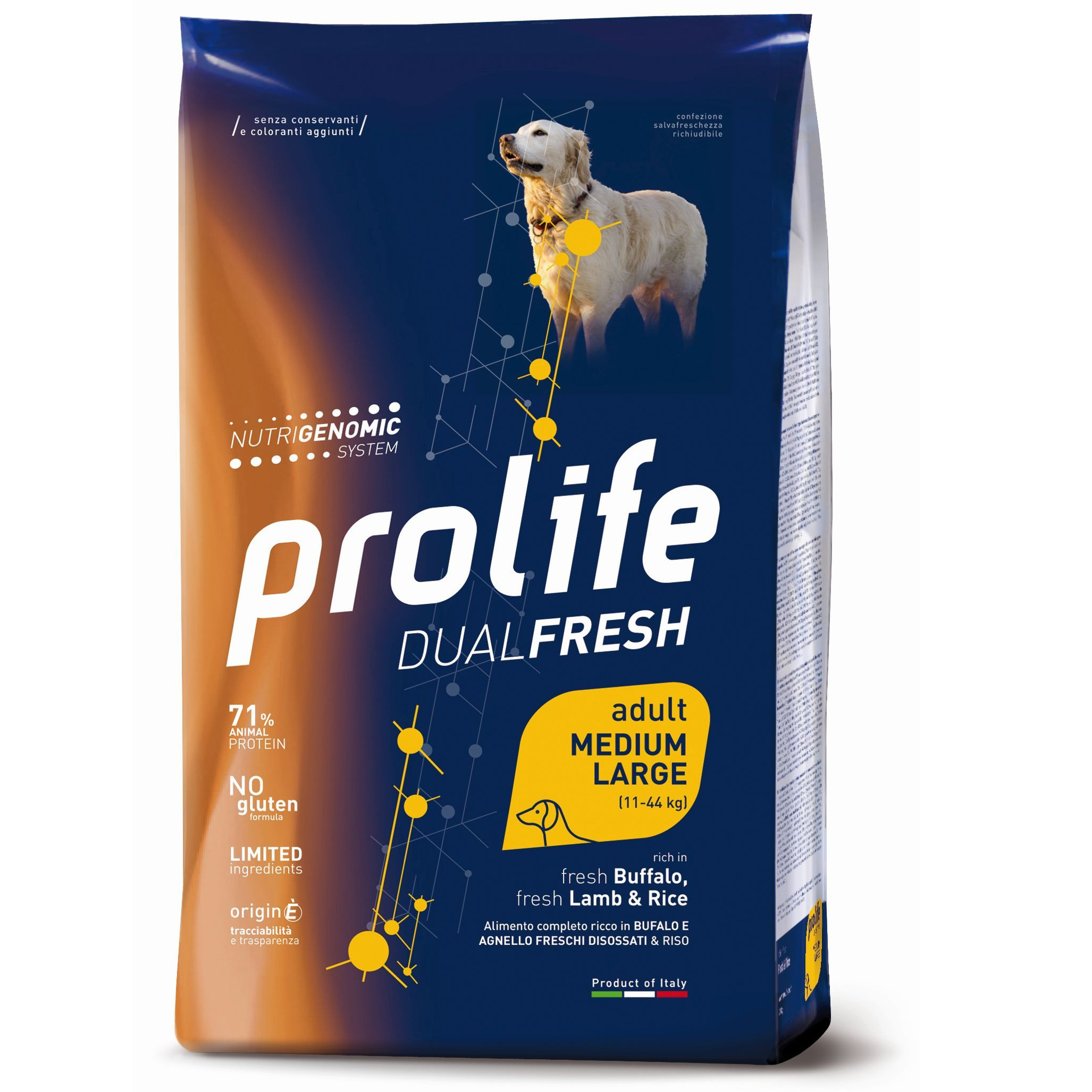 PROLIFE CANE DUAL FRESH LAMB/BUFFALO & RICE MEDIUM/LARGE 2,5 KG