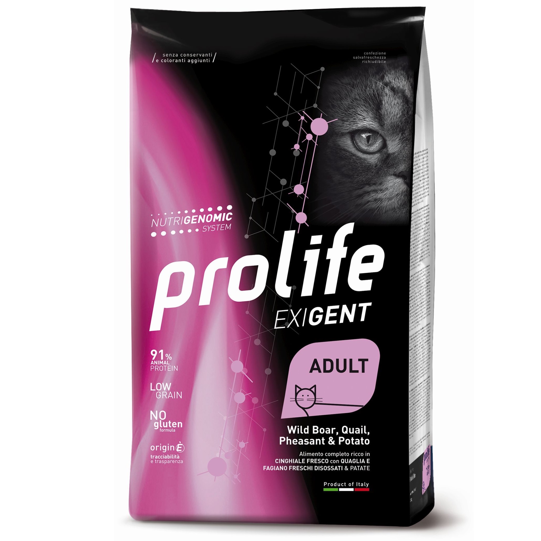 PROLIFE GATTO ADULT EXIGENT CINGHIALE/QUAGLIA E PATATE 400G