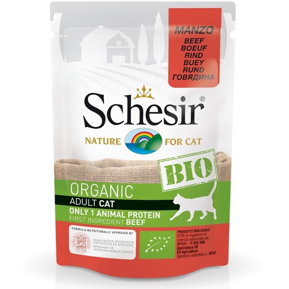 SCHESIR GATTO BIO WET MANZO 85g.