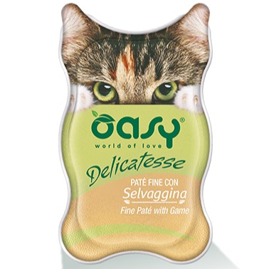 Oasy Wet Cat DELICATESSE   Pate con SELVAGGINA Vaschetta 85 g