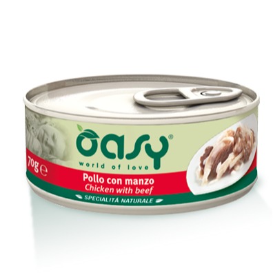 OASY WET CAT NATURALI POLLO CON MANZO 150 GR