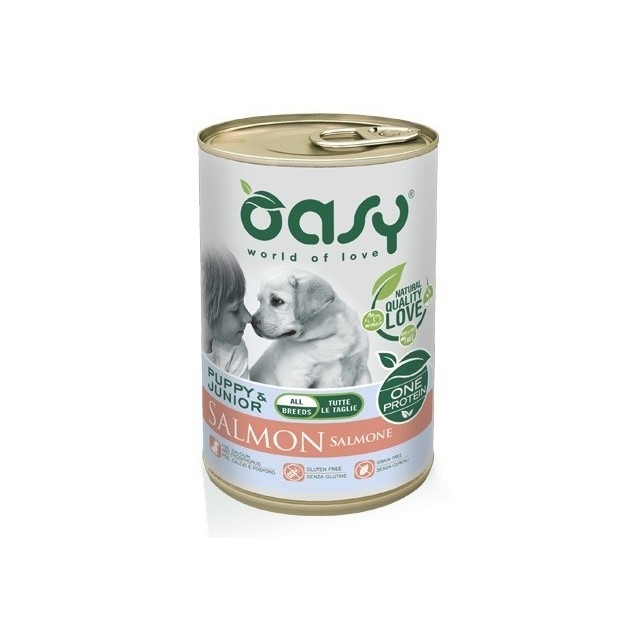 Oasy Wet Dog ONE   PUPPY SALMONE Lattina 400 gr