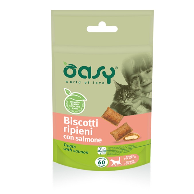 OASY BISCOTTI RIPIENI CON SALMONE 60 GR