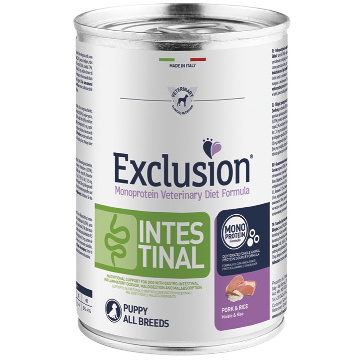 EXCLUSION CANE DIET INTESTINAL PUPPY PORK 400 GR