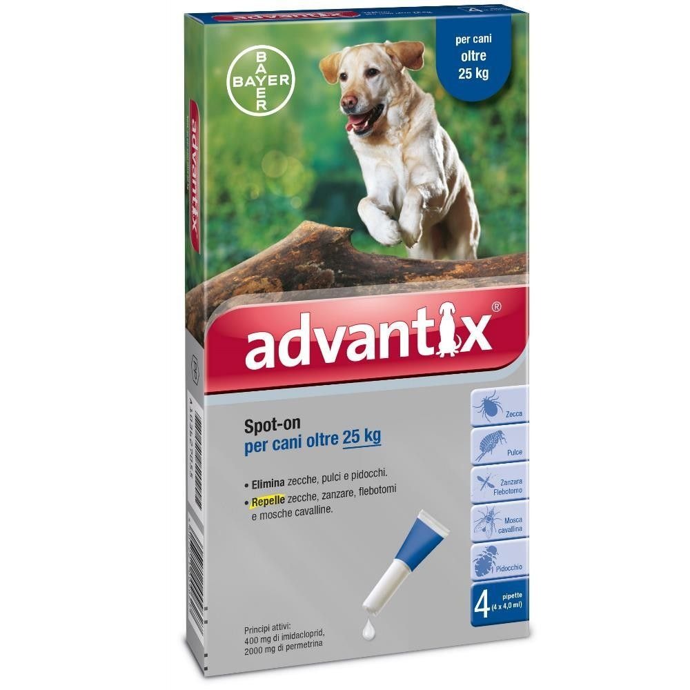 BAYER ADVANTIX SPOT ON CANI OLTRE 25 KG   SCATOLA 4 PIP.