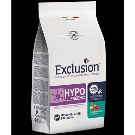 EXCLUSION HYPOALLERGENIC MEDIUM/LARGE ADULT VENISON&POTATO 12KG