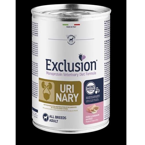 EXCLUSION URINARY ALL BREEDS ADULT PORK&SORGHUM AND RICE 400 GR