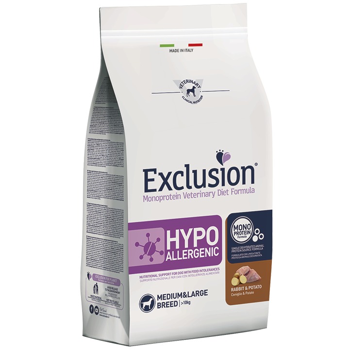 EXCLUSION HYPOALLERGENIC RABBIT&POTATO M/L BREED 12 KG