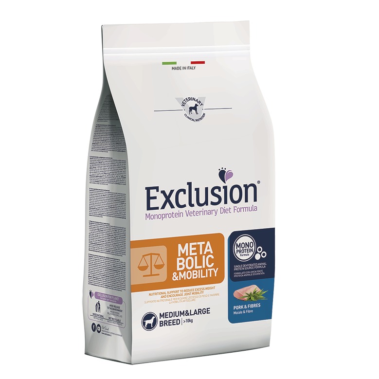 EXCLUSION DIET METABOLIC & MOBILITY PORK AND FIBRES MEDIUM&LARGE BREED 12KG