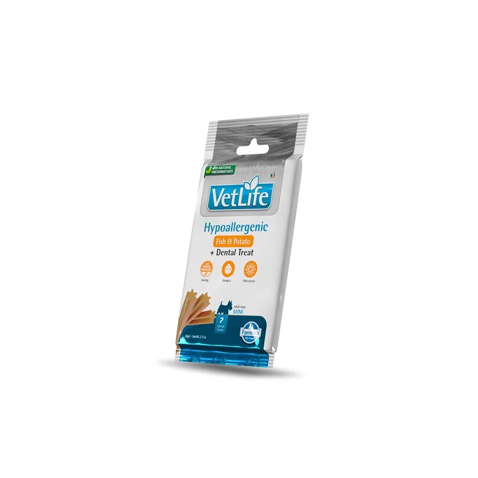 Farmina vet life snack cane mini hypoallergenic fish&potato + dental treat 60 gr