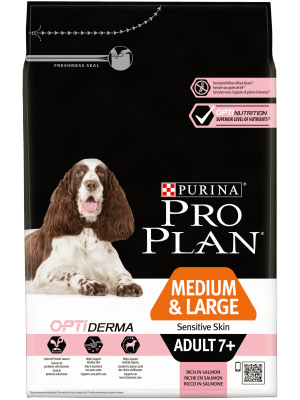 PURINA PRO PLANMEDIUM & LARGE ADULT 7+ OPTIDERMA14KG